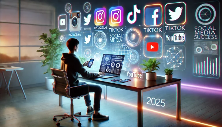 DALL·E 2025-02-06 19.16.53 - A modern and engaging digital illustration of social media success in 2025