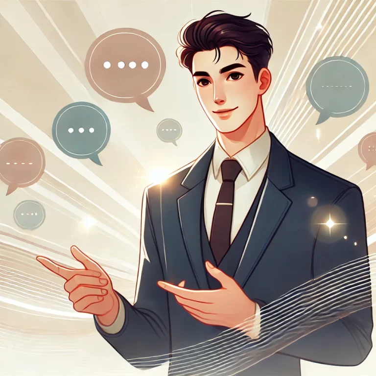 DALL·E 2025-02-08 20.03.35 - A professional and engaging digital illustration of a person speaking confidently in a conversation or presentation